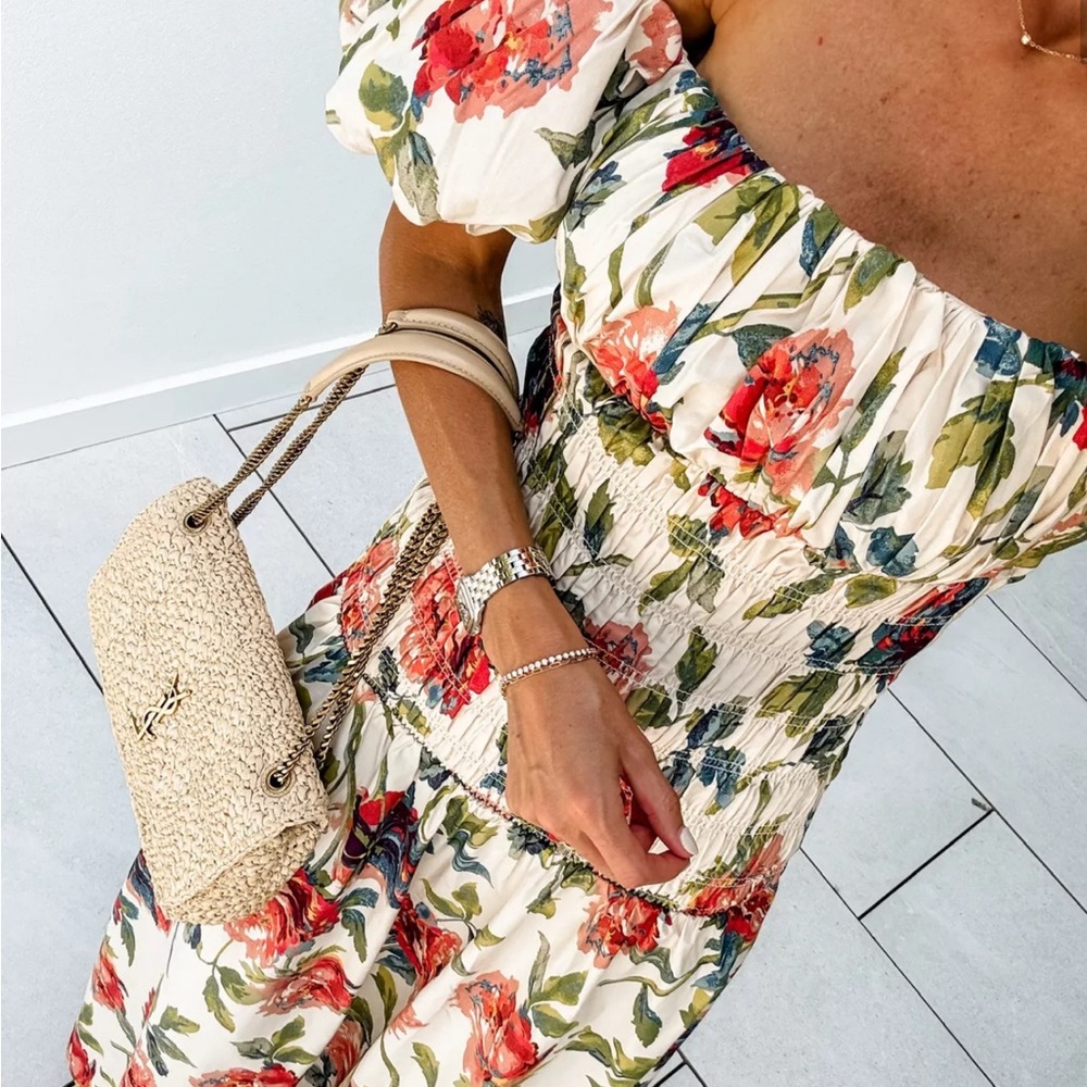 Abercrombie & Fitch Cream Smocked Off-Shoulder Maxi Dress - Picture 2 of 4